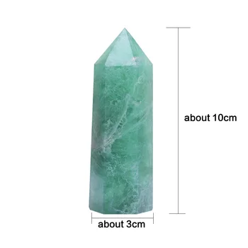 Naturale Cristal de Fluorit Verde Coloana Decor Hexagonală Tijă Decor de Cuarț Piatră de Vindecare Unică a Subliniat 10x3cm