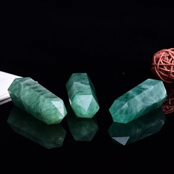 Naturale Cristal de Fluorit Verde Coloana Decor Hexagonală Tijă Decor de Cuarț Piatră de Vindecare Unică a Subliniat 10x3cm