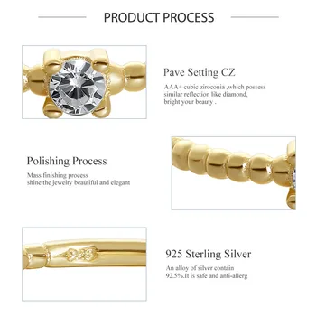BELAWANG 2020 Nou Argint 925 Cristal CZ Inel Placat cu Aur 14K cu Margele Inel Pentru Femei Bijuterii de Nunta