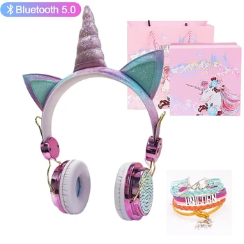 Unicorn Căști Bluetooth 5.0 Fată Drăguță Casco Căști fără Fir, Căști cu Microfon Wireless Auriculares Cadou de Crăciun