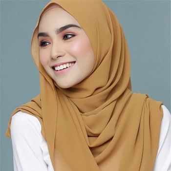 70*170CM Sifon Hijab Wrap Eșarfă Culoare Solidă Femeile Musulmane Dublu Loop Instant Turban Islamic Șaluri Abaya turc Văl