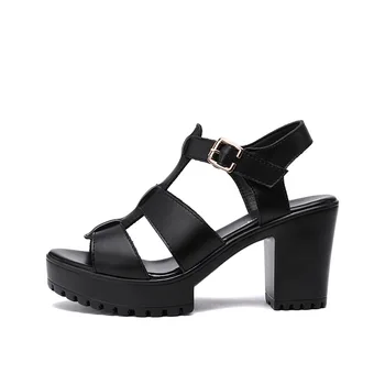 Femei de moda Sandale Platforma de Vară Rotund la Mijlocul Toc Peep Toe Casual Non-alunecare Spate Curea de Plaja Doamnelor Pantofi de Zapatos De Mujer