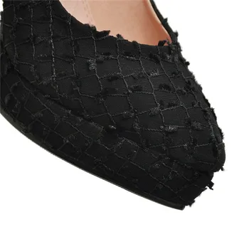 Platforma de moda Sexy din Dantela, Pantofi cu Toc inalt pentru Femei Pompe Alb Negru a Subliniat Toe de Nunta pentru Femei Pantofi de Partid Plus Dimensiune 34-43