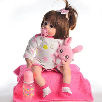 Copil Frumos Păpuși Reborn Realist 18 Inch Din Silicon Moale Baby Dolls Lung Peruca Din Par Renăscut Păpușă Jucărie Pentru Fete Surpriza