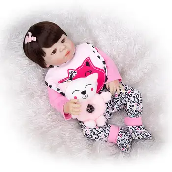 KEIUMI en-Gros de Moda 57 cm Renăscut Baby Doll Plin de Silicon Vinil Fată Adorabil Copil Păpușă Jucărie Pentru Copii Copilul Ziua de nastere Cadouri
