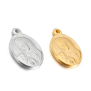 5pcs/lot din Oțel Inoxidabil de Aur Medalie de Blocare Farmecul de Monedă Fecioara Maria Angel Coroana Pomul Vieții Pandantive pentru Diy Colier Bijuterii de Luare