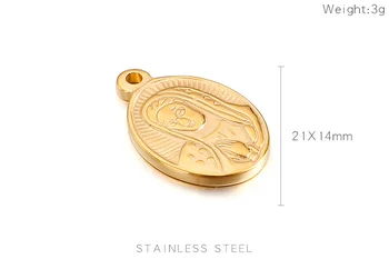 5pcs/lot din Oțel Inoxidabil de Aur Medalie de Blocare Farmecul de Monedă Fecioara Maria Angel Coroana Pomul Vieții Pandantive pentru Diy Colier Bijuterii de Luare
