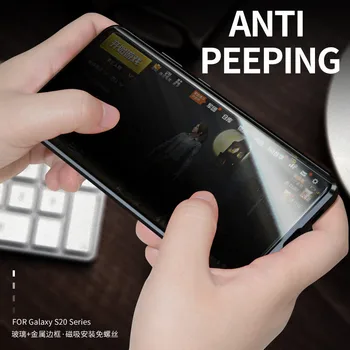 Anti-peeping de Metal Magnetic Transparent față-verso de Sticla Cazuri de Telefon Pentru Samsung Galaxy S20 Plus + Ultra Capacul din Spate