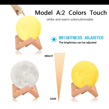 Luna Lampă de Imprimare 3D Lumina de Noapte Reîncărcabilă 16 Culori Schimba de la Distanță a CONDUS Lumini Luna Atingeți Comutatorul Pentru Decor Acasă pentru Copii Cadouri