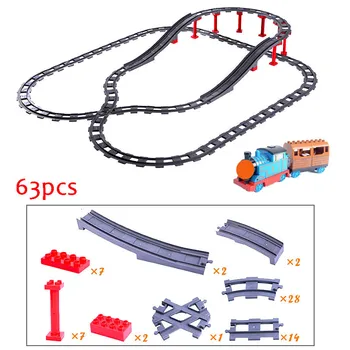 Mare Cărămizi de Dimensiuni Jucării cu Baterii Cale ferată Podul Set pentru Copii Creative Urmări Blocuri Compatibil Duploed