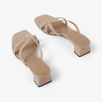 Femei Pantofi de Vara Noi 2020 Femei Cross Band Papuci de casă Clip Toe Slide sandale Pentru Femei toc Gros