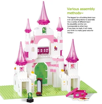 472pcs Seria Princess Roz Castelul Enchanted Palace Modele de Blocuri de culoare Roz Printesa Casei Jucarii Pentru Copii Fata de Jucarii Cadouri