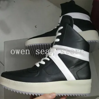 Owen Bolnav Barbati Pantofi din Piele de Înaltă SUS Glezna Cizme de Lux Formatori Cizme Casual Dantela-up Apartamente de Ceață Pantofi Negru Dimensiuni Mari