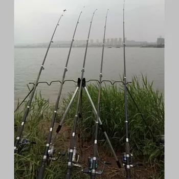 Aliaj de aluminiu tijă de pescuit raft de scule de pescuit a uneltelor de pescuit în aer liber consumabile Triunghi mare pol suport tijă Telescopică suport