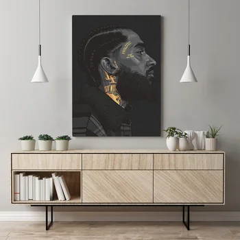 Nipsey Hussle Rapper Poster Înrămat Panza Pictura Arta De Perete Decor Camera De Zi Dormitor Studiu Acasă Cadru De Lemn Decor Printuri