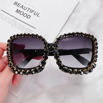 2020 Epocă Supradimensionate Piața Diamant Colorate ochelari de Soare Femei de Lux Cristal Moda Ochelari de Soare Pentru Femei Stras UV400