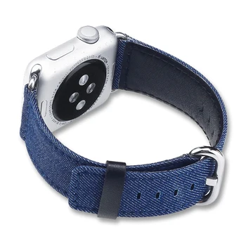 Sport Albastru Denim Curea de mână pentru Apple Watch Seria 1 2 3 4 5 benzi de Înlocuire Curea de transmisie pentru iWatch 42/44mm 38/40mm Jean Bratara