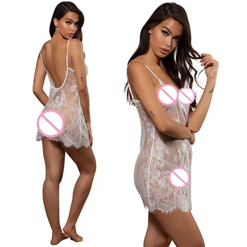 Femei Sexy Pijamale Babydoll Transparent din Dantela cămașă de noapte Pijamale cu G-String Lenjerie Sexy Rochie Exotic Lenjerie