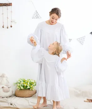 Bubble Cu Maneci Lungi Rochii Mama-Fiica Părinte-Copil Tinuta Vrac Sleepdress Lung Rochie De Bumbac Pijama Homewear Sleepwear
