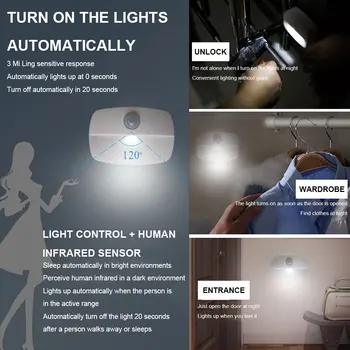 Mișcare Senzor de Lumină LED-uri Dulap Lumini Senzor de Lumină pentru Dulap de Bucatarie Dulap Dormitor Modern Ușă Lampă cu LED-uri Lumina de Noapte