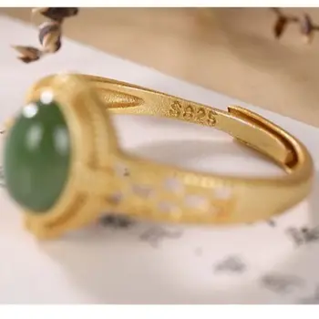 Nou argint naturale jasp oval de lumină inel de lux cioplire proces de aur nobil Chinez stil retro pentru femei brand de bijuterii