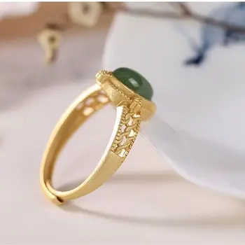 Nou argint naturale jasp oval de lumină inel de lux cioplire proces de aur nobil Chinez stil retro pentru femei brand de bijuterii
