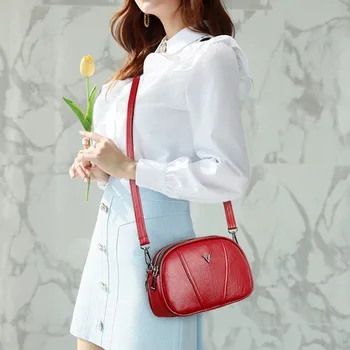 Femei de lux a lui sac 2020 nou de înaltă calitate PU moale din piele doamnelor umăr geanta messenger designer multi-strat dublu cu fermoar geanta