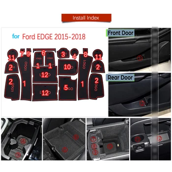 Anti-Alunecare de Cauciuc Poarta Slot Cupa Mat Pentru Ford EDGE Endura 2016 2017 2018 Ușa Groove Mat Autocolante Auto 2-a generație 20BUC