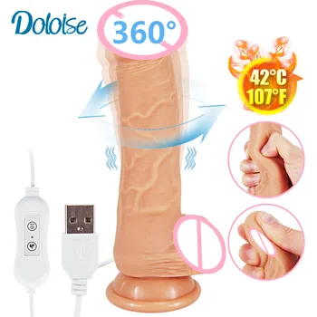 Control de la distanță Realistic Dildo Vibrator pentru femei Rotație Faloimitator ventuza Mare Penis Penis Penis Jucării pentru adulți