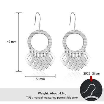 Forma de cerc Gol Romb Accesoriile 925 Sterline de Argint Picătură Cercei Pentru Femeile Petrecere Moda Bijuterii (JewelOra EA103146)