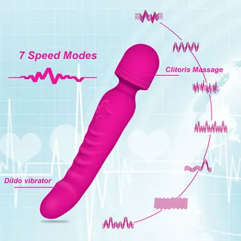 Kissen Încălzire Dual Vibrator AV Baghetă Magică pentru Adulti Jucarii Sexuale pentru Femei de Silicon Vibrator punctul G Masaj Vibratoare sex Feminin Masturbator