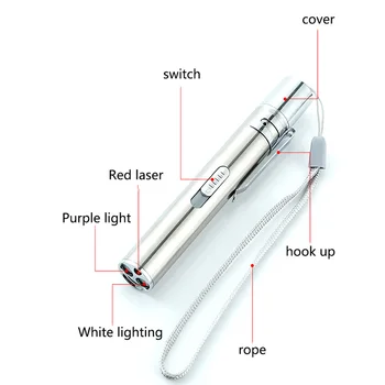 3 in 1 red laser pointer lanterna Mini Lazer USB reîncărcabilă pen Powerpoint multi-funcția de lasere