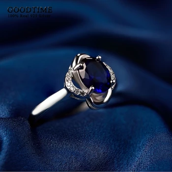 Femei Elegante Inele Pur 925 Sterling Silver Ring Ring Nobil Zircon Albastru Stras Inel De Nunta Accesorii Bijuterii Pentru Fete