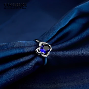 Femei Elegante Inele Pur 925 Sterling Silver Ring Ring Nobil Zircon Albastru Stras Inel De Nunta Accesorii Bijuterii Pentru Fete