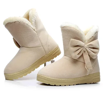 Cizme Pentru Femei Dulce De Iarna Pentru Femeie Pantofi Pentru Femeie Blană Cald Cizme De Zăpadă Solidă Glezna Cizme Negru Bej Maro