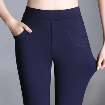 Noi Femeile de Toamnă de Primăvară de Strâns Flare Pantaloni Rosu Talie Mare Plus Dimensiune Albastru Banda Elastica Pantaloni de Moda Casual Pantaloni Stretch 6XL