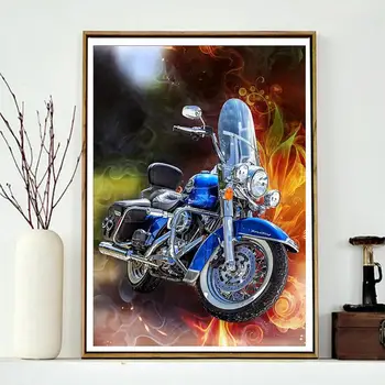 Plin de diamante 5D DIY diamant pictura desene animate masina cu motocicleta diamant kit de broderie mozaic peisaj, decor acasă