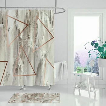 Geometrice abstracte perdea de dus rose perdea de duș baie poliester impermeabil lotus baie acasă cortina decor