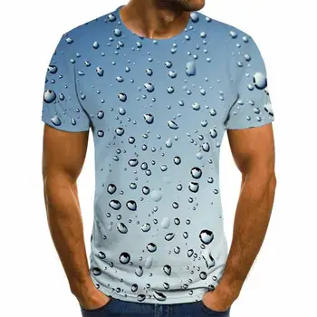 Transfrontaliere explozii creative picătură de lichid de imprimare 3DT cămașă de moda pentru bărbați la modă de scurtă gât rotund cu mâneci T-shirt