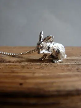 Noul Argint bunny colier bunny bijuterii cadou de Paste animal bijuterii animal iepure de bijuterii pandantiv pentru femei