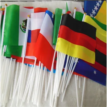 Mână a avut loc steaguri cu poli Word Cup 32 de Țări Mici de Mână Steaguri Naționale 14*21CM Flying Banner, Steaguri Petrecere Decoratiuni