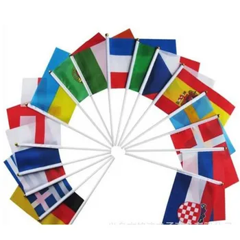 Mână a avut loc steaguri cu poli Word Cup 32 de Țări Mici de Mână Steaguri Naționale 14*21CM Flying Banner, Steaguri Petrecere Decoratiuni