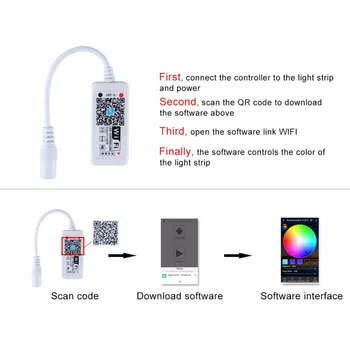 RGB Bluetooth Controler WiFi 5V-24V RGBW LED Strip Lumină Dimmer se Aplică pentru Android iOS Smartphone-uri 5050 2835 RGB Banda Lampa