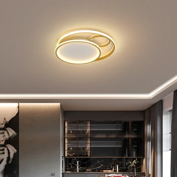 Nordic de Lux CONDUSE de Plafon Lumina de Aur Negru Sală de Mese Bucătărie Studyroom Dormitor Hol Interior Acasă Lămpi Decorative AC90-260V