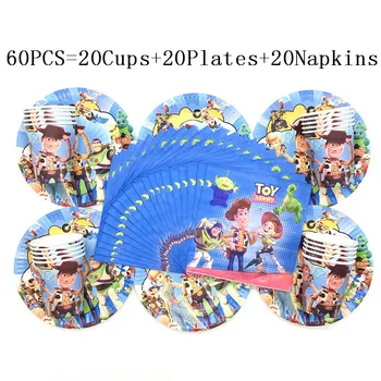 40/60PCS Buzz An-Lumina de Partid Decor Disney Toy Story 4 Petrecerea de Ziua Alimentare cu Plăci Cupa Șervețel Pentru Familie Partid de Unică folosință Set