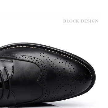 YIGER Oameni Noi pantofi rochie pantofi oxford om de mari dimensiuni pantofi de afaceri de sex masculin formale dantela-up pantofi barbati din piele Bullock 286