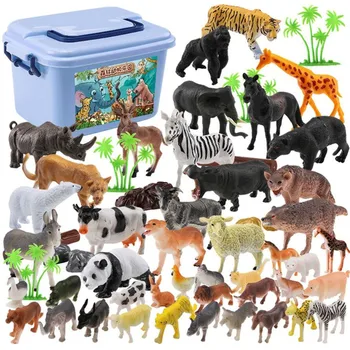 44pcs Junglă Sălbatică Zoo Animale de Fermă Seria Jaguar de Colectie Model de Jucărie pentru Copii de Învățare Timpurie Cognitive Jucarii de Cadouri de Craciun
