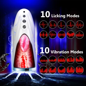 Sex Oral Jucărie Automată de sex Masculin Masturbator Cupa Realist Vârful Limbii și Gurii Vagin de Buzunar Pizde sex fara preludiu Stroker Vibratoare