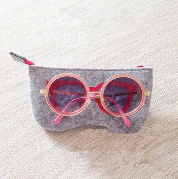 4 Culori Rafinat Lână Simțit Pânză de Ochelari Caz ochelari de Soare pentru Femei Cutii de Copii cu Fermoar Geanta 20buc/Lot Transport Gratuit