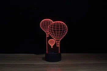 Cel mai bun Cadou 7Colors Și Schimbătoare 3D Lumina de Noapte cu Balonul cu Aer Cald Pentru Masa Copilului sau Lampă de Pat cu Control Tactil Ca și Cadouri de Vacanță